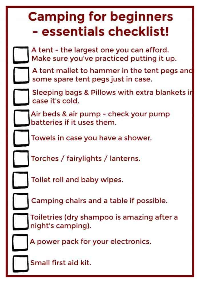 Camping for beginners our experience and a free camping checklist